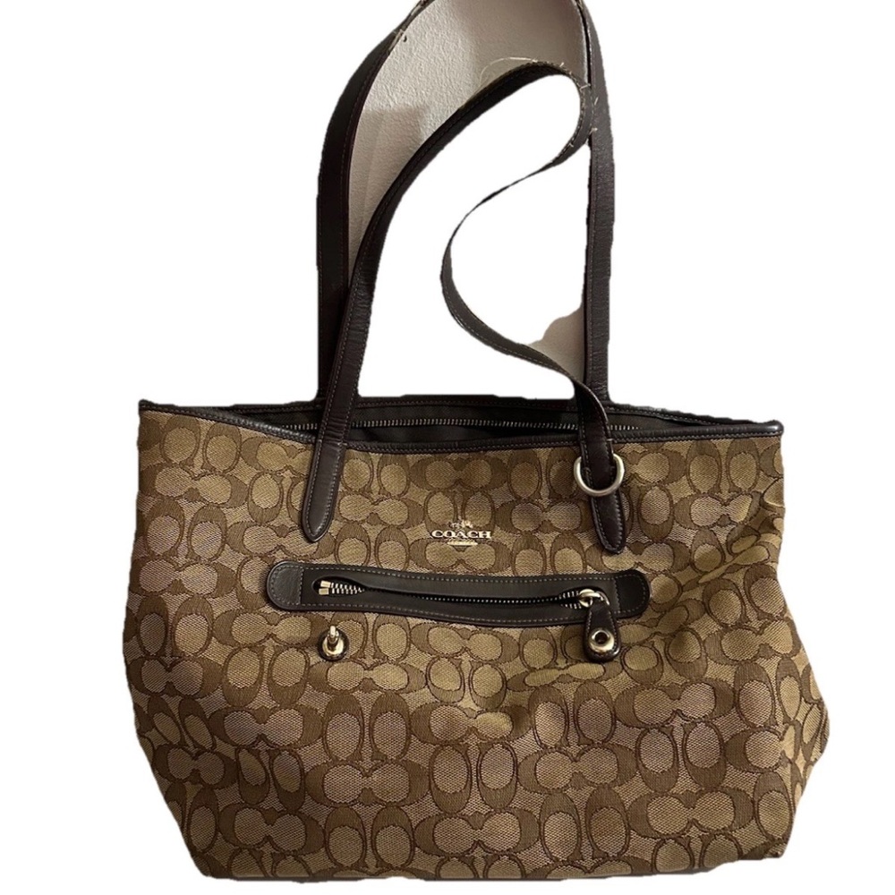 Coach Tan and Brown Signature Tote